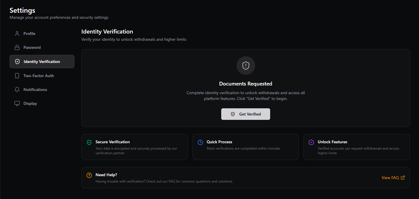 Orion identity verification screen screenshot