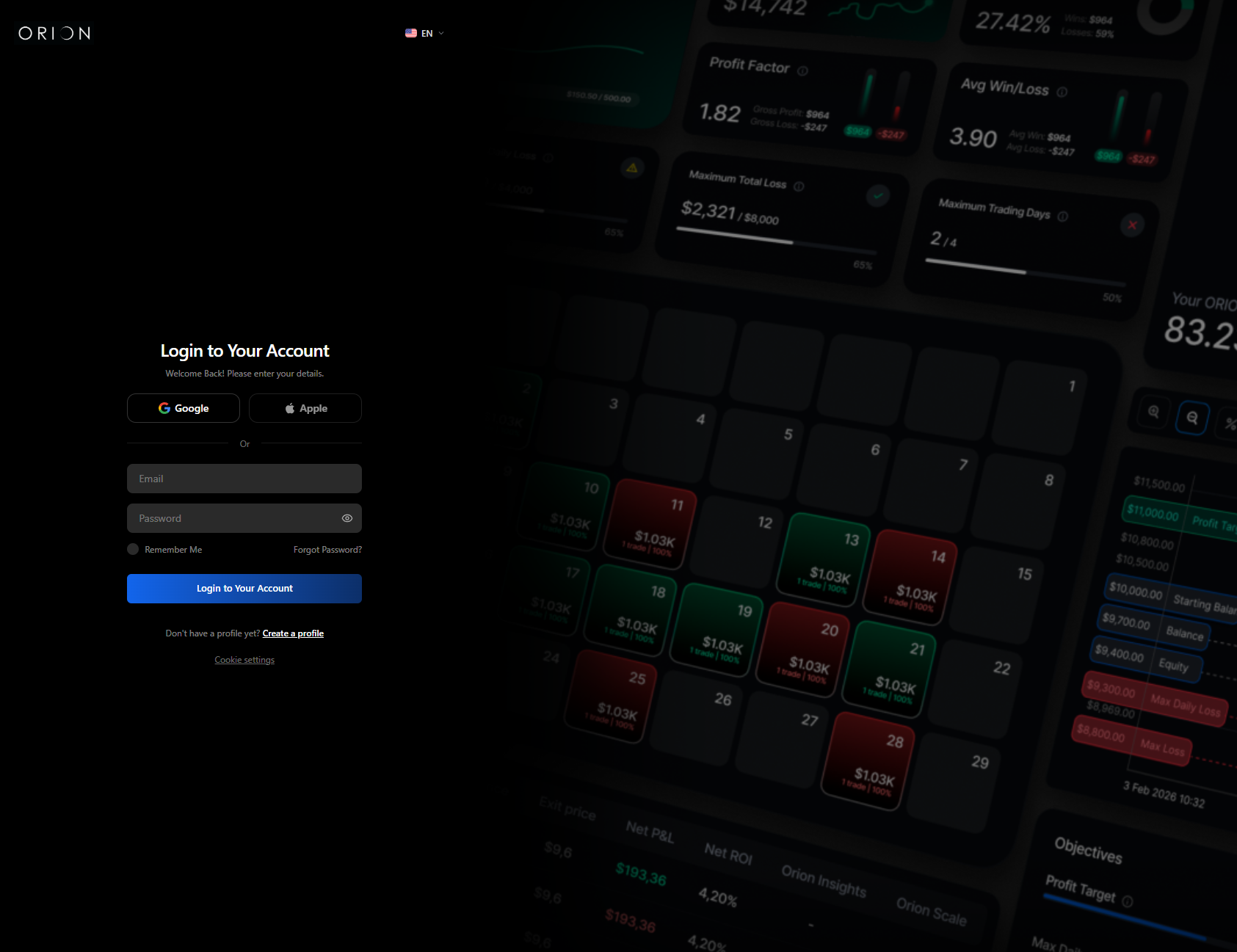 Orion registration page screenshot