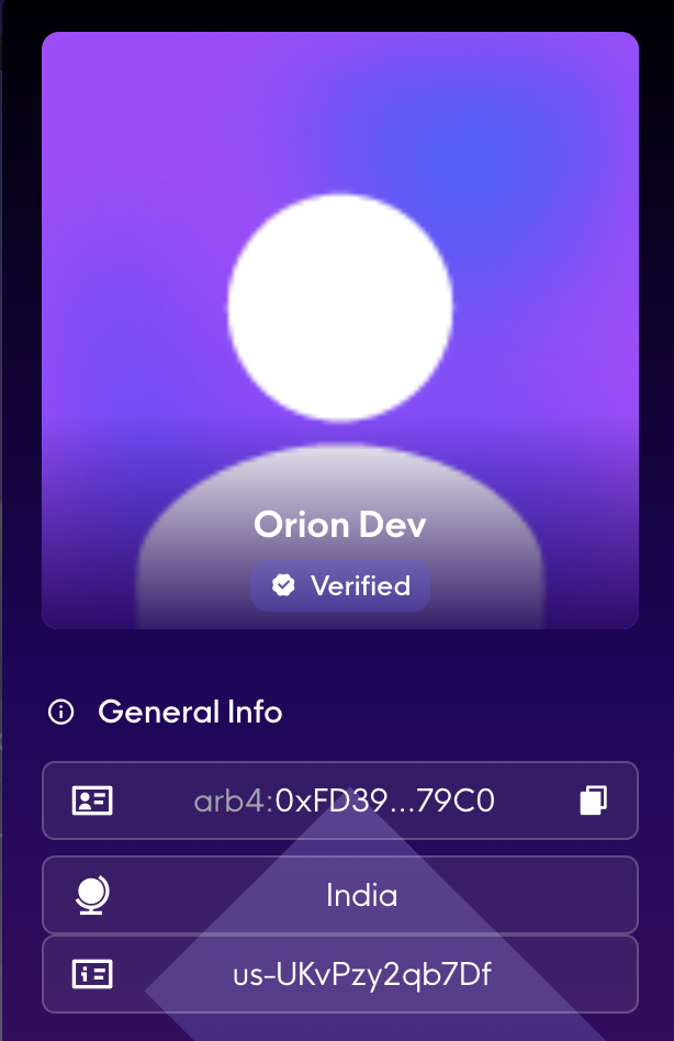Rise profile details showing the Nano ID under General Info